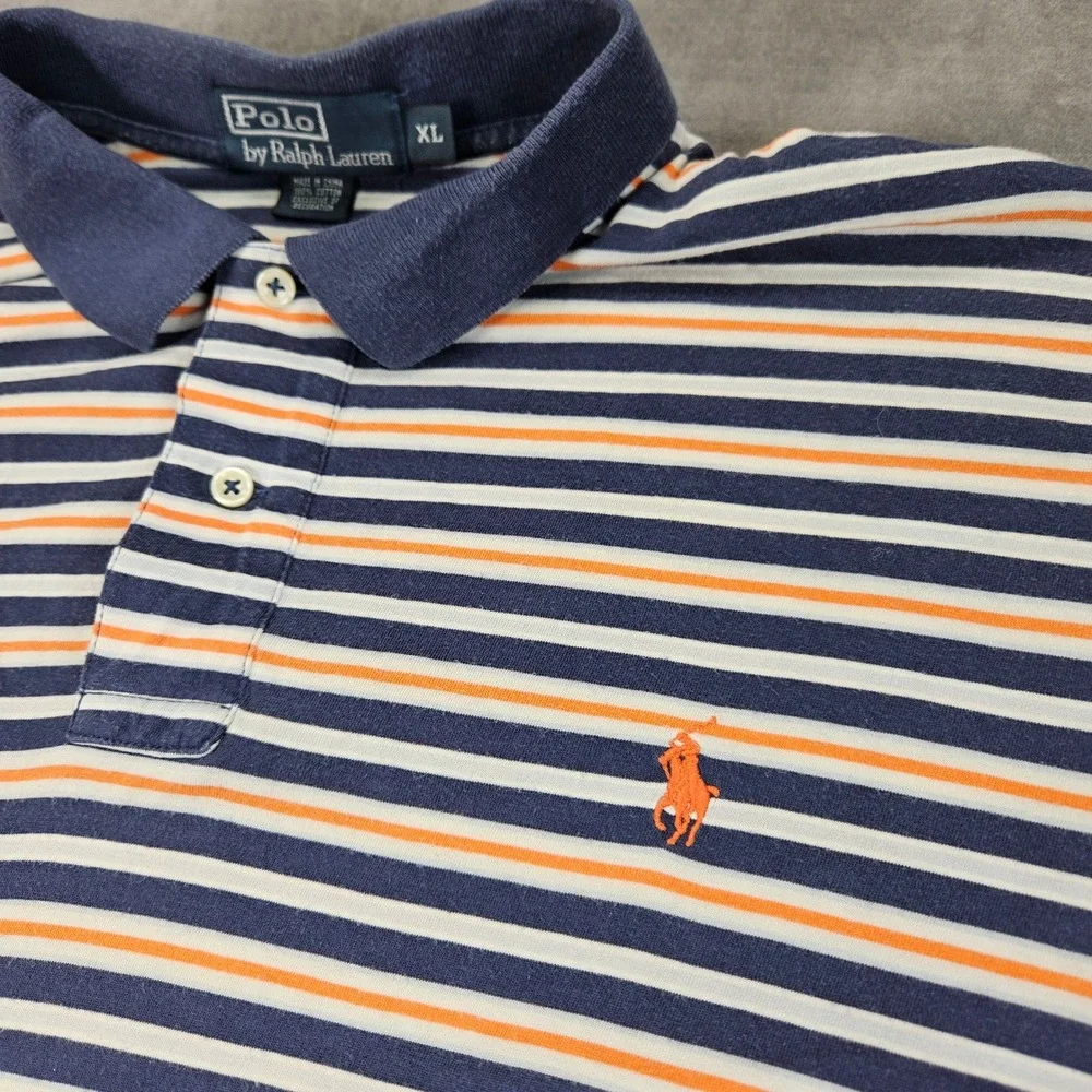 Polo Ralph Lauren Vintage Mens XL Striped Short Sleeve‎ Polo Shirt
